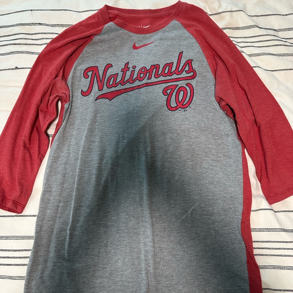 Nike Kids Nationals Raglan Tee - Gray & Red